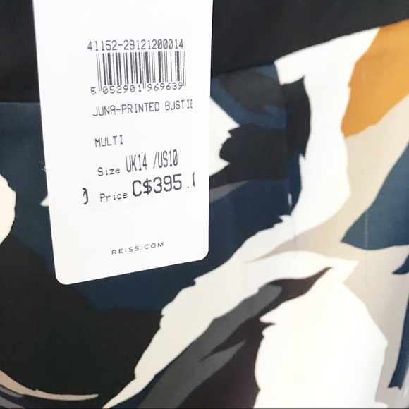 REISS Juna Printed Bustier Strapless Dress - Picture 9 of 12